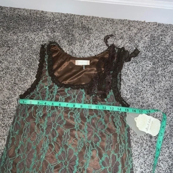 Altar’d State NWT Mint Green and Brown Lace Sleeveless Dress with Bow Size Small - Picture 8 of 11